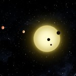 گذر سه سیاره از مقابل ستاره‌ی میزبانشان به نام کپلر ۱۱ که شبیه خورشید است و ۶ سیاره به دور آن می‌گردد. این تصویر کاری هنریست که از وبسایت ناسا و بخش پژوهش‌های رصدخانه‌ی کپلر گرفته شده است.