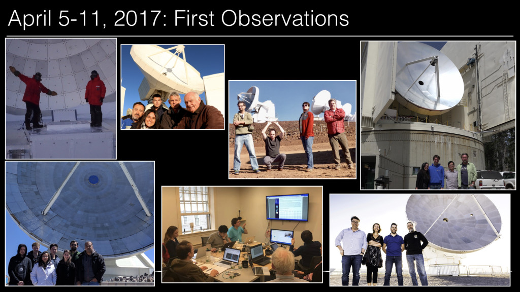 شکل ۳: گروه‌های مختلف در سراسر دنیا مشغول نخستین رصد‌های تلسکوپ افق رویداد در ۵ تا ۱۱ آوریل ۲۰۱۷. Credit: EHT Collaboration